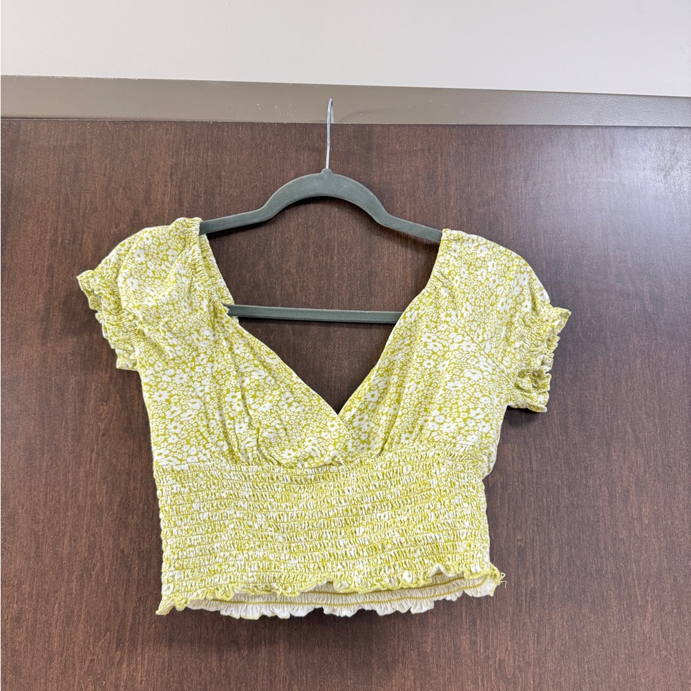 Billabong Floral Green Smocked Women's Top